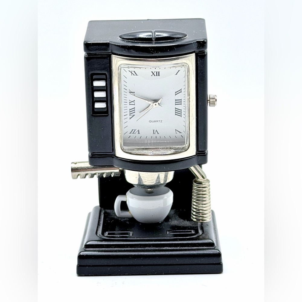 ☕️ Miniature Espresso Machine Novelty Clock, 2.5”H x 1”W, Battery Not Included